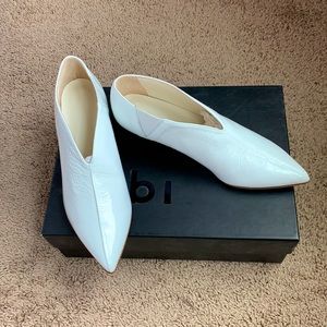 Tibi white patent leather pointed toe booties 6.5